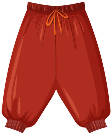 Loose red sweatpants with elastic waistband, drawstring, and cuffs in clean vector cartoon styleのイラスト素材