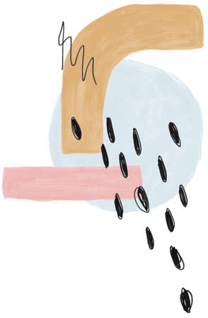 Artisan Abstract Shapes Line Art Composition, Floral Line Art, Painted Formsの写真素材