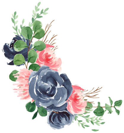 Floral Foliage Wreath, Floral Bouquet, Flower Ribbon, Sprig, Blossom, Rose, Greeneryの写真素材