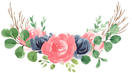 Floral Foliage Wreath, Floral Bouquet, Flower Ribbon, Sprig, Blossom, Rose, Greeneryの写真素材