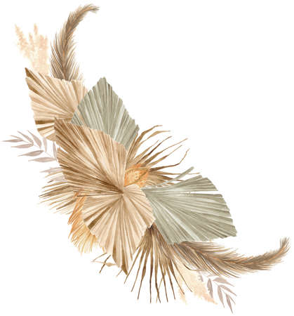 Bohemian Dried Foliage Bouquet, Dried Flowers, Dried Leaves, Boheme Floral, Wedding Bouquet, Leaves Floral Bouquetの写真素材