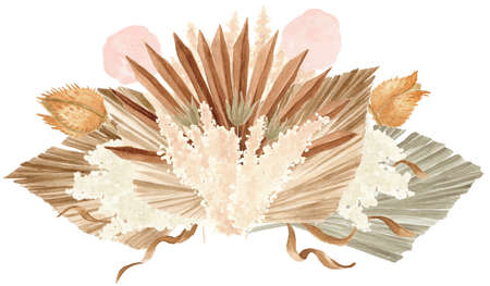 Bohemian Dried Foliage Bouquet, Dried Flowers, Dried Leaves, Boheme Floral, Wedding Bouquet, Leaves Floral Bouquetの写真素材