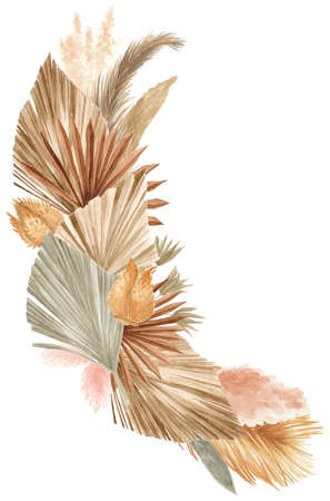 Bohemian Dried Foliage Bouquet, Dried Flowers, Dried Leaves, Boheme Floral, Wedding Bouquet, Leaves Floral Bouquetの写真素材