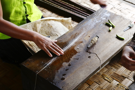 Inle Lake in Myanmar civil Lotus extractの写真素材