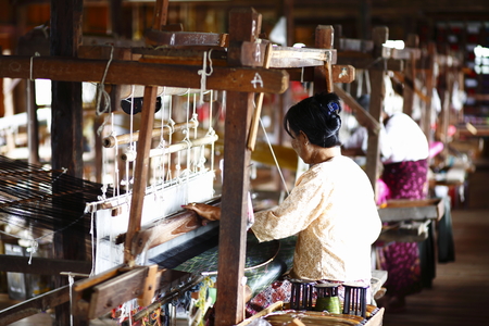 Inle Lake in Myanmar weaversのeditorial素材