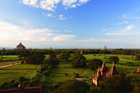 Bagan Burma country Temple under the sunsetの写真素材