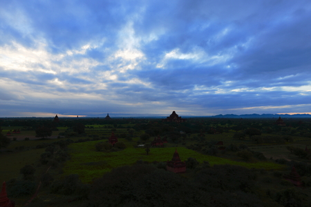 Early morning in the village of Bagan, Burmaの写真素材