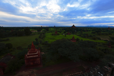 Early morning in the village of Bagan, Burmaの写真素材