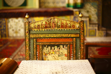 chair in a church, close-upの写真素材