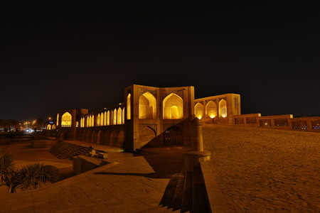 night view of the bridge in Isfahan, Iranのeditorial素材