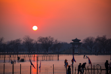 Beijing the Summer Palace winter ice sceneryのeditorial素材