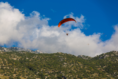 Turkey Fethiye Dead Sea paragliding sceneryのeditorial素材