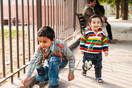 Children playing in the streetのeditorial素材