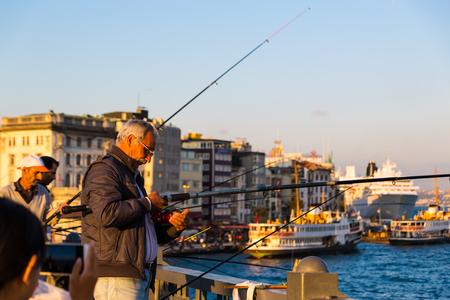 Bosphorus sea fishing in Istanbul, Turkeyのeditorial素材
