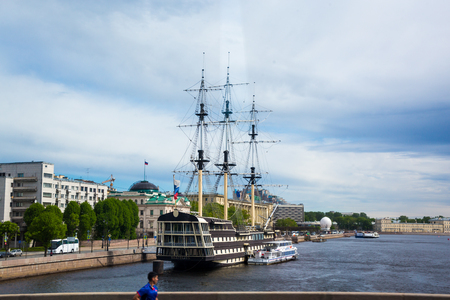 St. Petersburg riverside ship, Russiaのeditorial素材