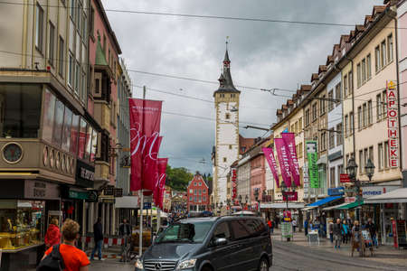 Main street scenery in the old town of Wurzburg, Germanyのeditorial素材