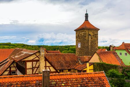 Ancient residential buildings in Rothenburg, Germanyの写真素材