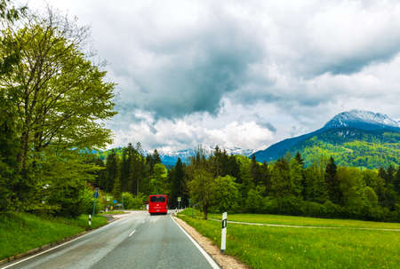 Winding mountain road in Berchtesgaden, Germanyのeditorial素材