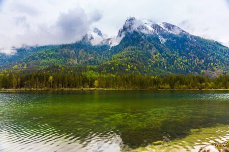 Scenery of the back lake in Ramsau, Germanyの写真素材