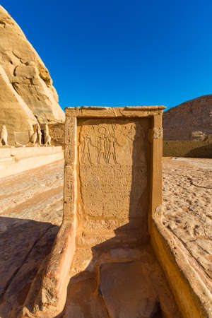 Stone stele of Abu Simbel Temple, Aswan, Egypt, Africa