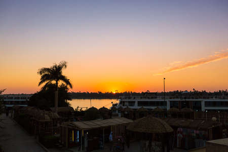 Kham Mongbo Wharf, Aswan, Egypt, Africaの写真素材
