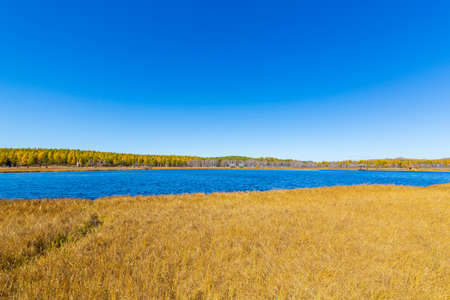 The scenery of Qixing Lake on Chengde Damの写真素材