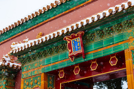 Palace wall of the Forbidden City in the snowのeditorial素材