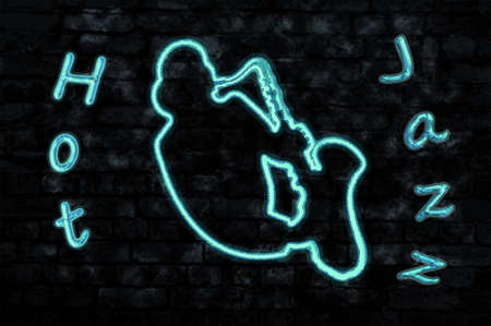 Saxophonist in a neon jazz clubのイラスト素材