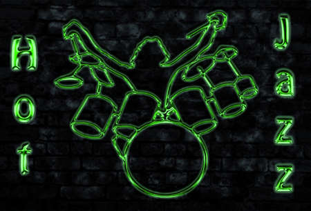Drummer in a neon jazz clubのイラスト素材