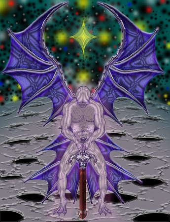  dark angel in meditation in the cosmos        のイラスト素材