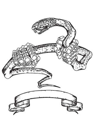 Snake tattoo with his bannerのイラスト素材