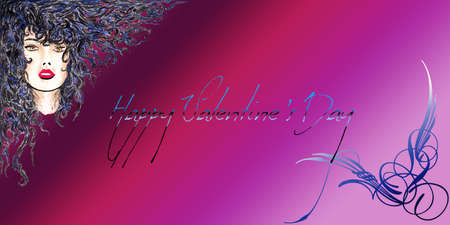 Happy Valentine s Day Brown Womanのイラスト素材