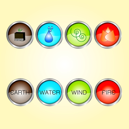 set of four nature elements, water, fire,wind,earthのイラスト素材