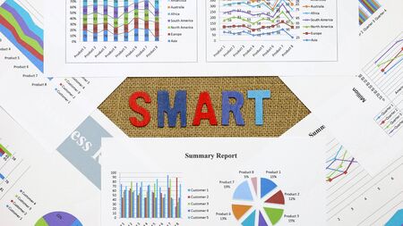 Business chart report with "SMART" objective wordの写真素材