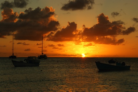 Beautiful sunset over boats, Puerto Rico