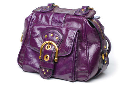 A purple patton leather hand bag.の写真素材