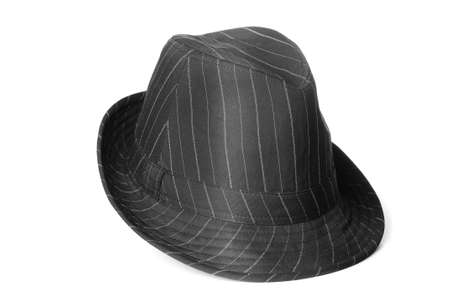 A black striped classic looking fedora men's hat.の写真素材