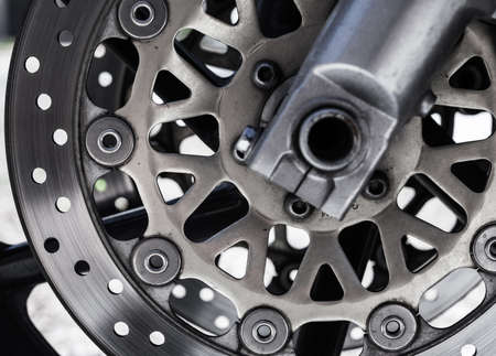 Macro shot of metal motorcycle brakeの写真素材