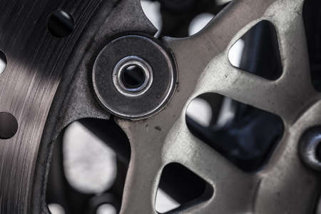 Macro shot of metal motorcycle brakeの写真素材