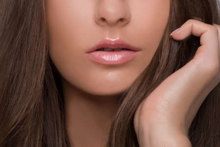 Beauty. Cropped image of beautiful female face with make-upの写真素材