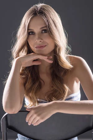 Beautiful woman. Beautiful young woman looking at camera and smilingの写真素材