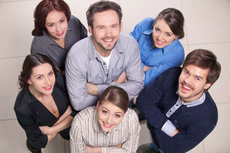 Top view of group of people. Men and women standing togetherの写真素材