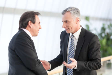 Portrait of  two mature businessman at officeの写真素材