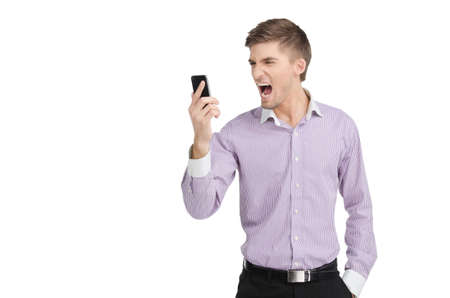 Businessman in a shirt have a stressed callの写真素材
