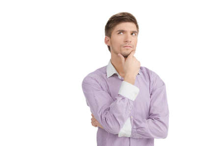 A man looks up as he thinks about something の写真素材