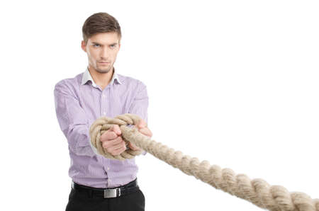 Man s hands are tied with rope の写真素材