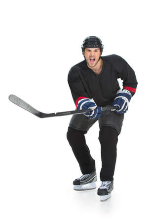 Happy hockey player is happy. Celebrating the victoryの写真素材