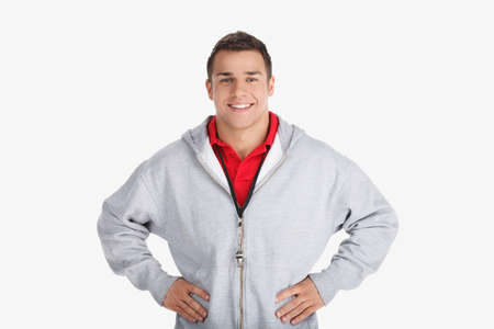 Personal coach. Adult Instructor smiling on white backgroundの写真素材