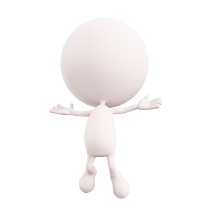 3d white character illustration with happy poseの写真素材