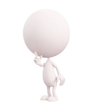 3d white character illustration with silent poseの写真素材